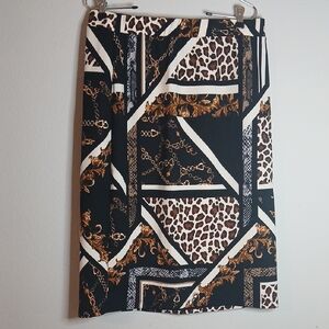 Cato Black and White Pencil Skirt Knee-Length Work